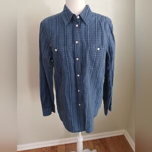 Lauren Ralph Lauren Linen Cotton Plaid Long Sleeve Button Front Shirt